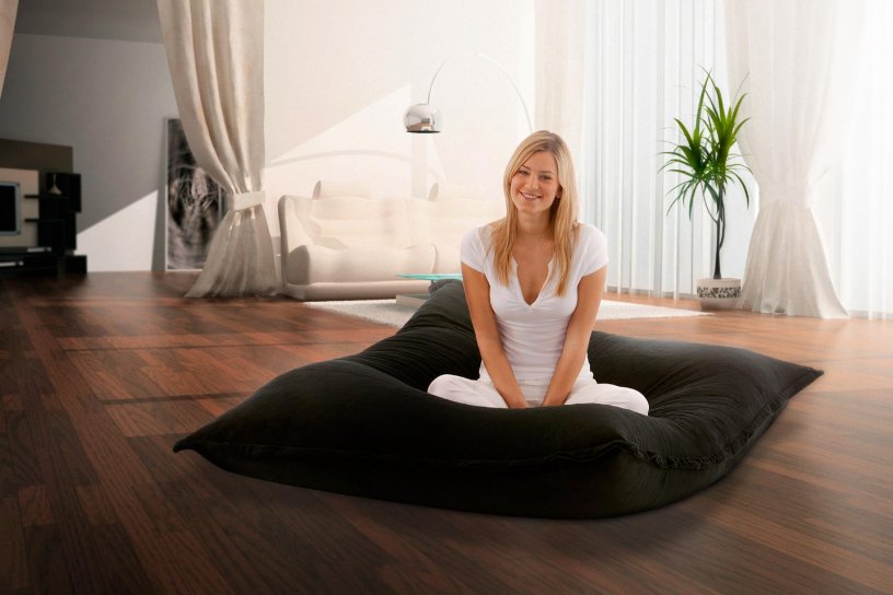 Sitzsack Samt Mitternachts-Schwarz